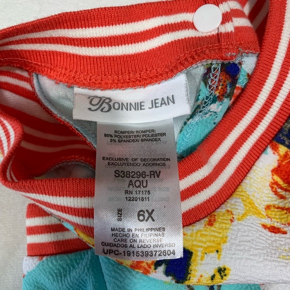 NWT Bonnie Jean Open Back Floral Romper - Picture 5 of 8